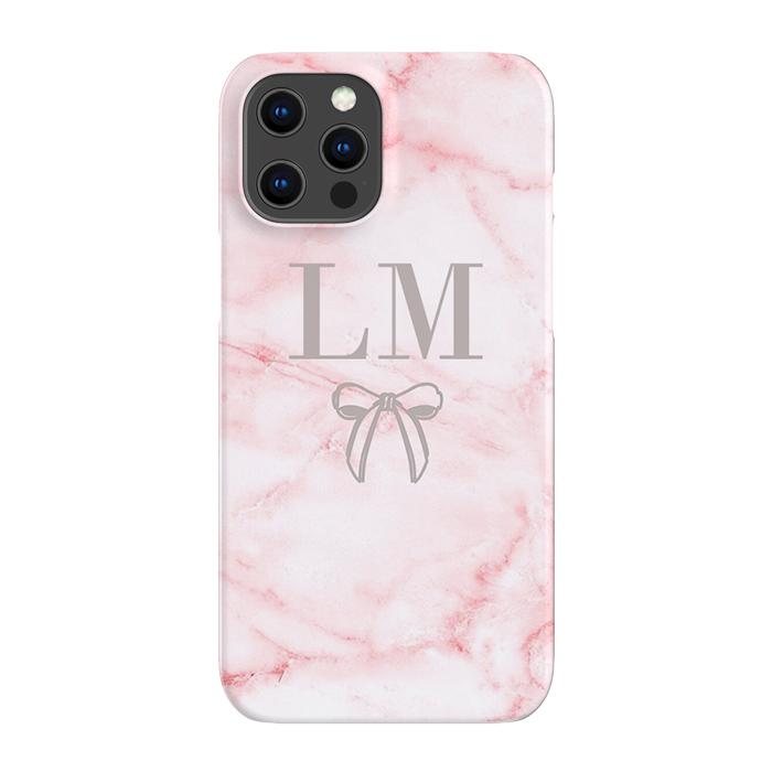 Personalised Cotton Candy Bow Marble Initials Phone Case