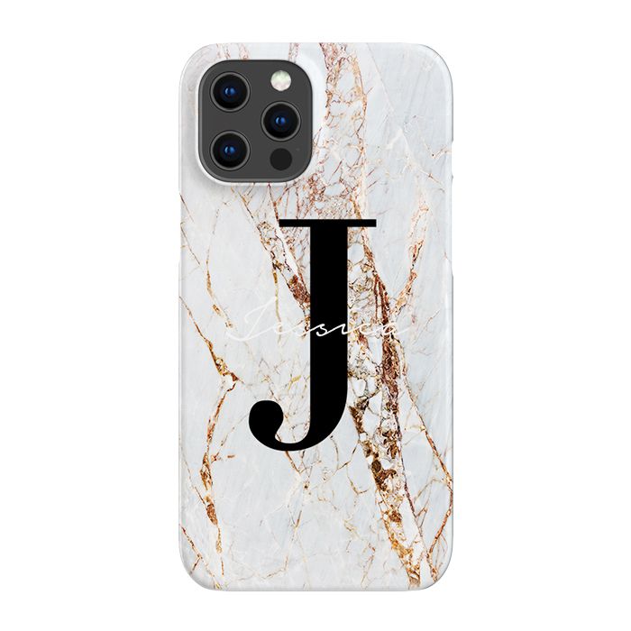 Personalised Cracked Marble Name Initials iPhone 15 Pro Case
