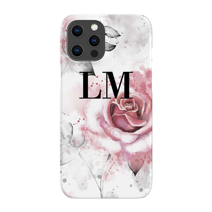 Personalised Floral Rose Initials iPhone 15 Pro Case