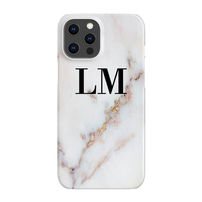 Personalised Gold Stained Marble Initials iPhone 12 Pro Max Case