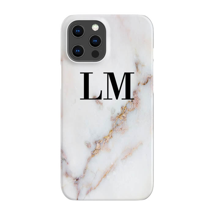 Personalised Gold Stained Marble Initials iPhone 15 Pro Case