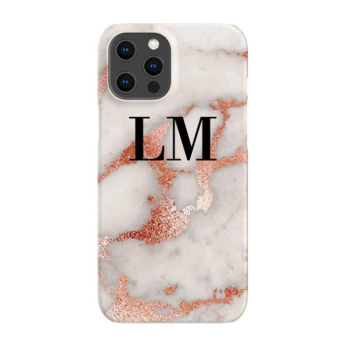 Personalised Grey x Rose Gold Marble Initials Phone Case
