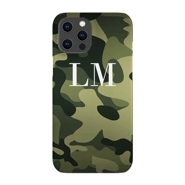 Personalised Green Camouflage Initials Phone Case