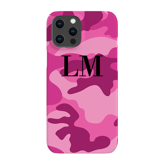 Personalised Hot Pink Camouflage Initials iPhone 12 Pro Max Case
