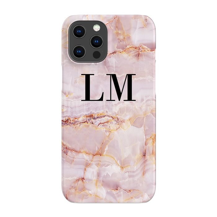 Personalised Natural Pink Marble Initials iPhone 13 Pro Case