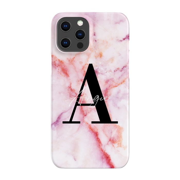 Personalised Pastel Marble Name Initial iPhone 15 Pro Case