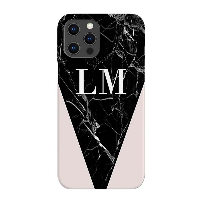 Personalised Pink x Black Marble Contrast iPhone 12 Pro Case