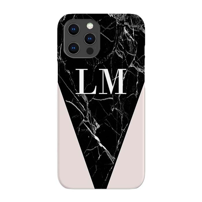 Personalised Pink x Black Marble Contrast iPhone 14 Pro Case