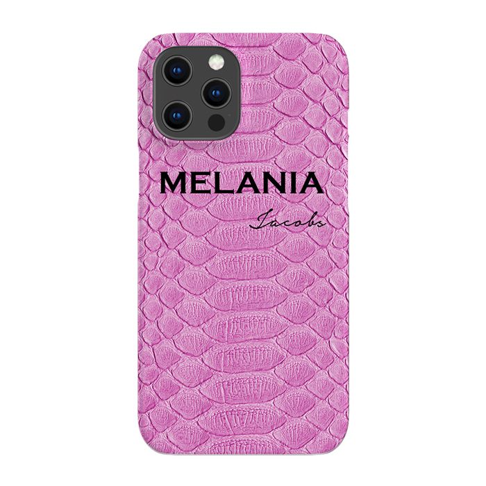 Personalised Pink Snake Skin Name iPhone 14 Pro Case