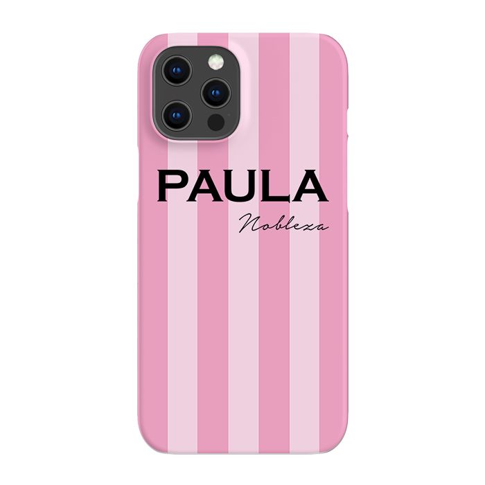Personalised Pink Stripe iPhone 12 Pro Case