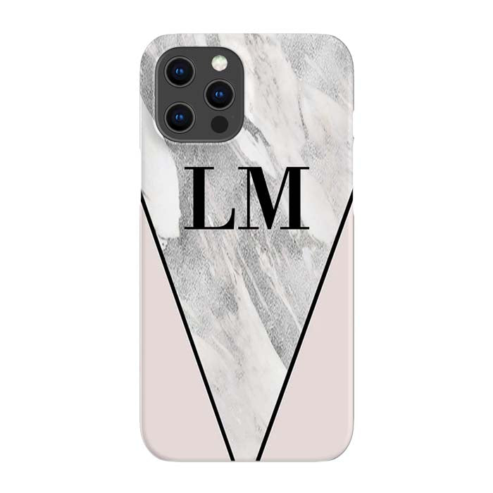 Personalised Pink x Castello Marble Contrast iPhone 12 Pro Case