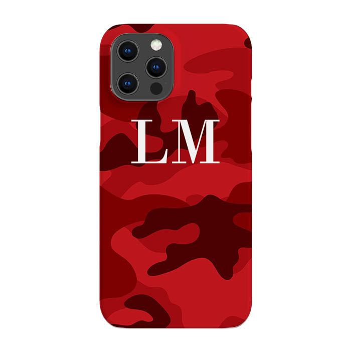 Personalised Red Camouflage Initials iPhone 12 Pro Max Case