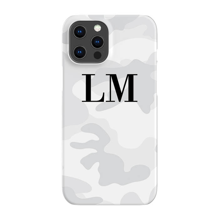 Personalised White Camouflage Initials iPhone 12 Pro Case