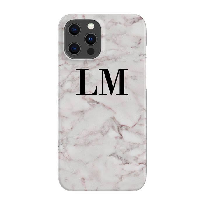 Personalised White Napoli Marble Initials iPhone 14 Pro Case