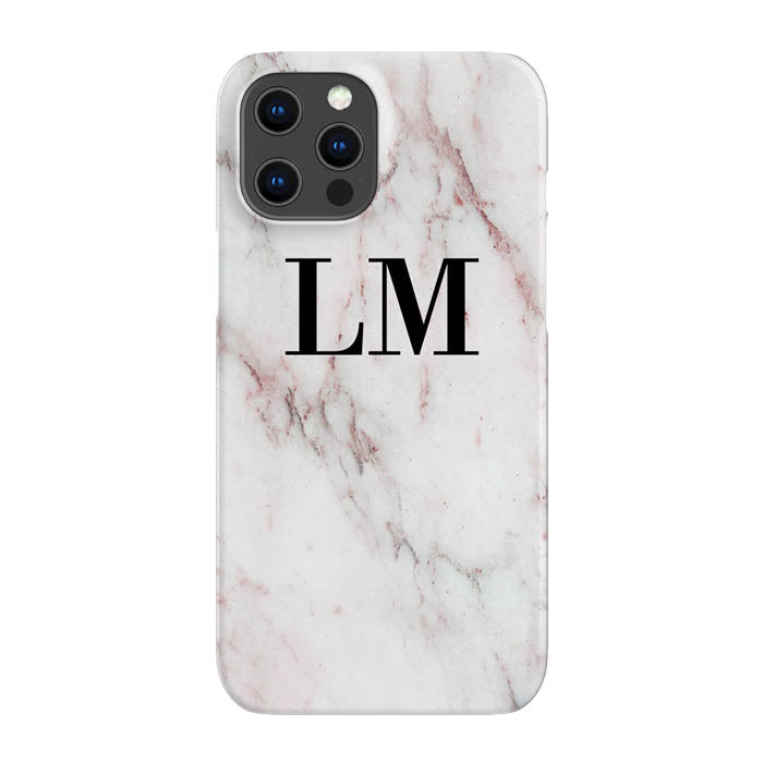 Personalised White Rosa Marble Initials iPhone 12 Pro Case