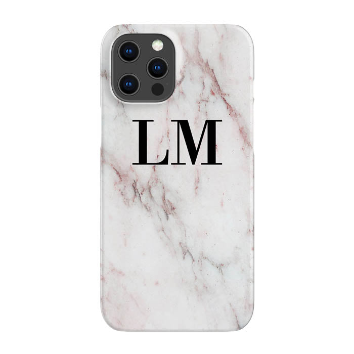 Personalised White Rosa Marble Initials iPhone 15 Pro Case