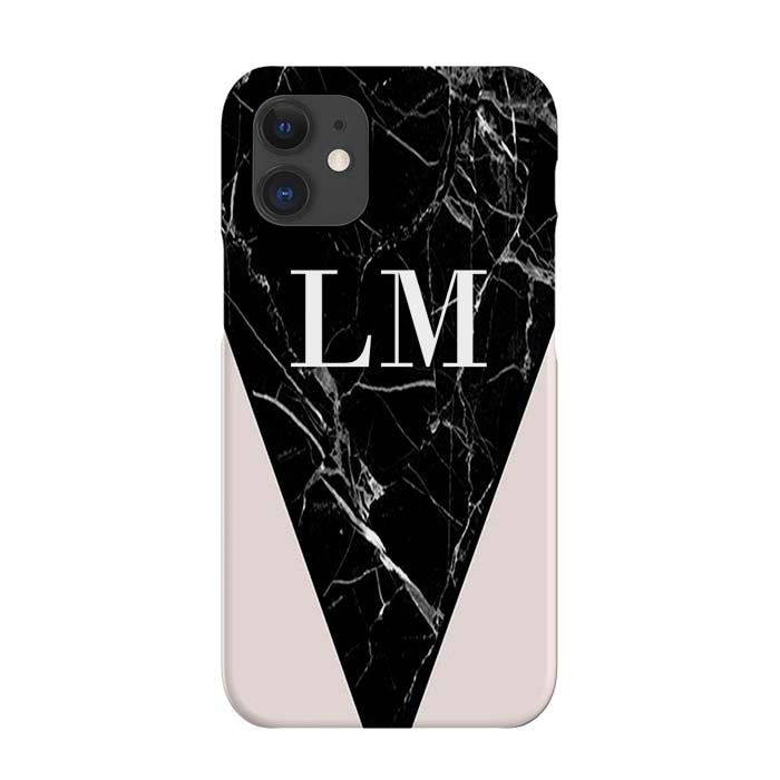 Personalised Pink x Black Marble Contrast iPhone 12 Case