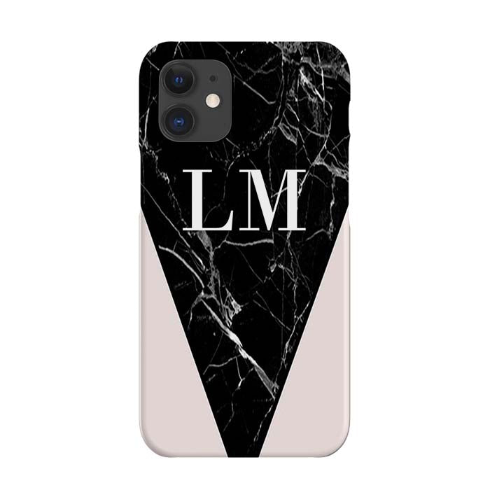 Personalised Pink x Black Marble Contrast iPhone 12 Mini Case