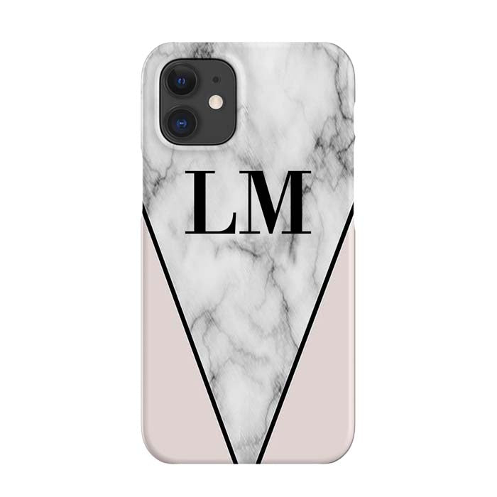 Personalised Pink x Grey Marble iPhone 12 Case