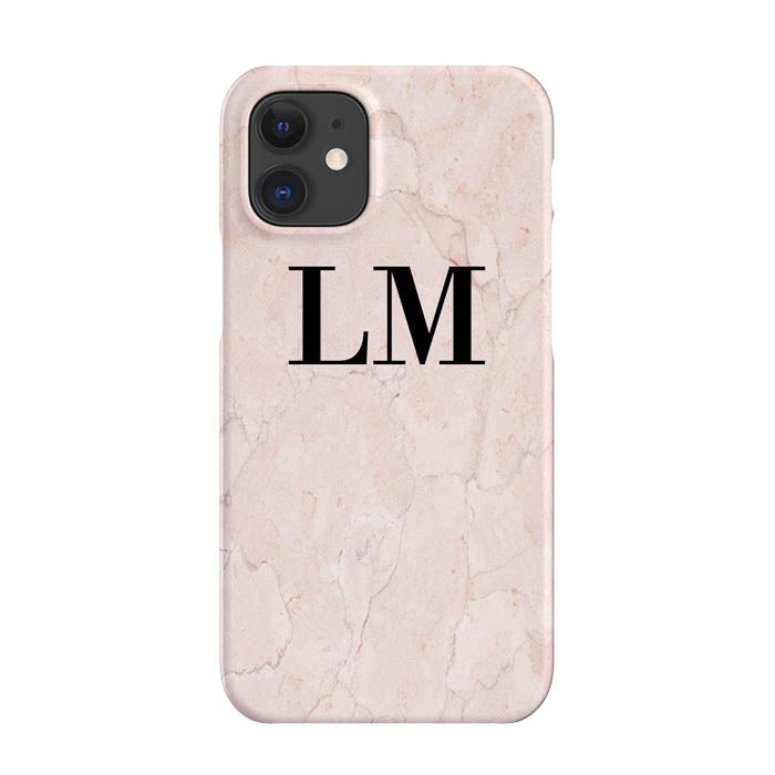 Personalised Pink Marble Initials iPhone 12 Mini Case