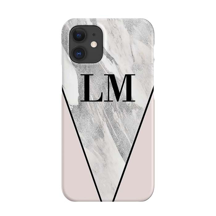 Personalised Pink x Castello Marble Contrast iPhone 12 Case