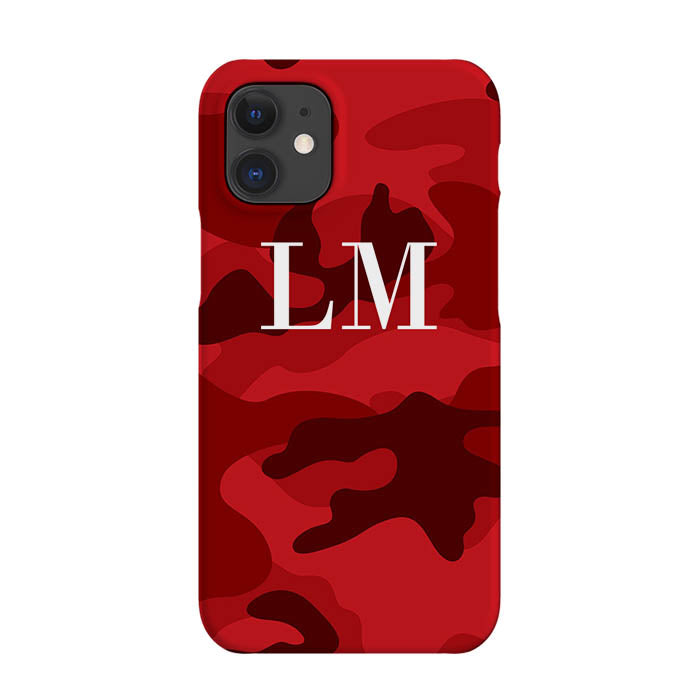 Personalised Red Camouflage Initials iPhone 12 Case