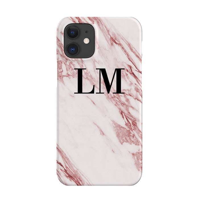 Personalised Rosa Marble Initials iPhone 12 Mini Case