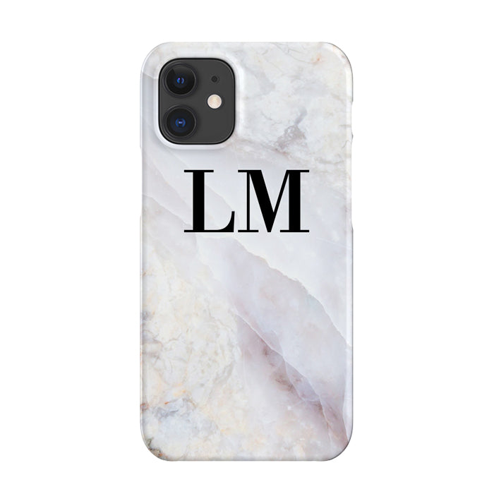 Personalised Stone Marble Initials iPhone 12 Mini Case