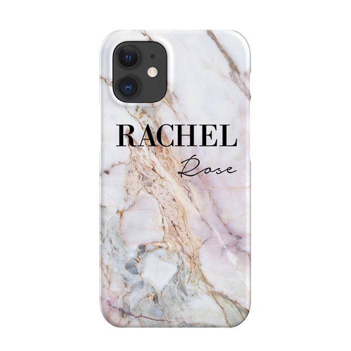Personalised White Galaxy Marble Name iPhone 12 Mini Case