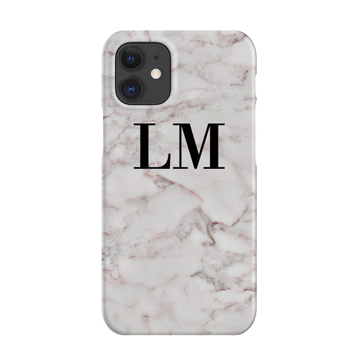 Personalised White Napoli Marble Initials iPhone 12 Mini Case