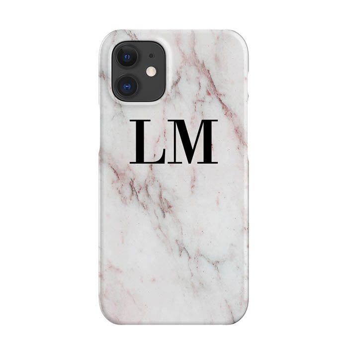 Personalised White Rosa Marble Initials iPhone 12 Mini Case