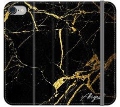 Personalised Black x Gold Marble Initials iPhone SE Case