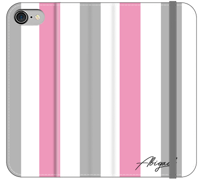 Personalised Pink x Grey Stripe iPhone SE Case