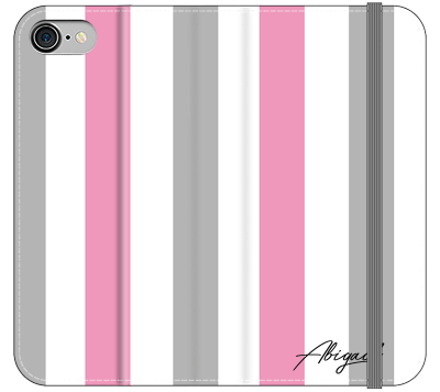 Personalised Pink x Grey Stripe iPhone 8 Case