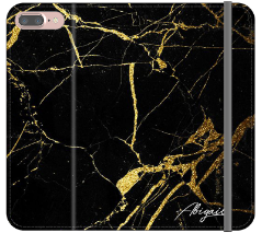 Personalised Black x Gold Marble Initials iPhone 7 Plus Case