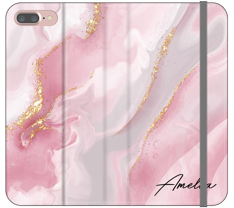 Personalised Luxe Pink Marble Name iPhone 8 Plus Case