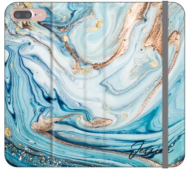 Personalised Blue Emerald Marble initials iPhone 7 Plus Case