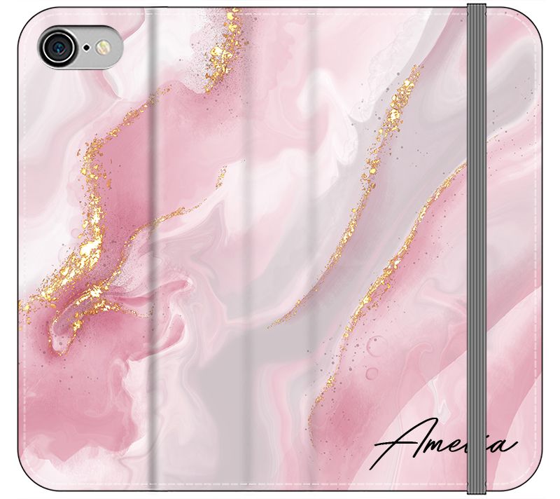 Personalised Luxe Pink Marble Name iPhone 8 Case
