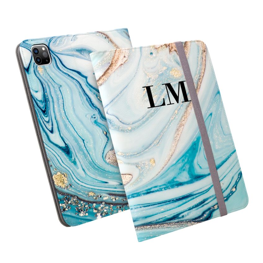 Personalised Emerald Marble Initials iPad Pro Case