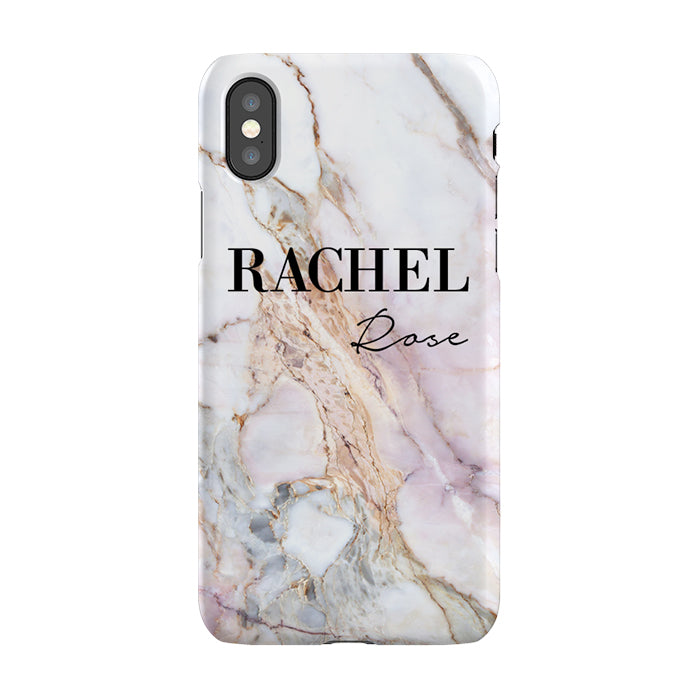 Personalised White Galaxy Marble Name iPhone X Case