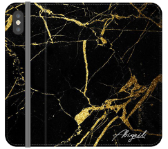 Personalised Black x Gold Marble Initials iPhone XS Case