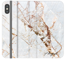Personalised Cracked Marble Bronze Initial iPhone XS Case