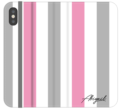 Personalised Pink x Grey Stripe iPhone X Case