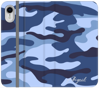 Personalised Cobalt Blue Camouflage Initials iPhone XR Case