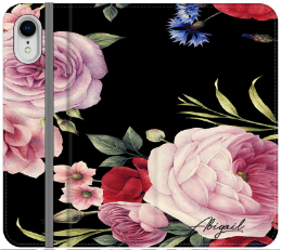 Personalised Black Floral Blossom Initials iPhone XR Case