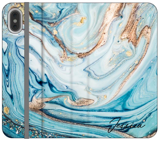 Personalised Blue Emerald Marble initials iPhone XS Max Case