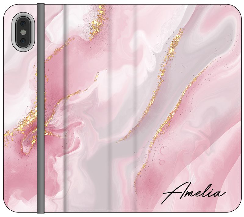 Personalised Luxe Pink Marble Name iPhone XS Max Case