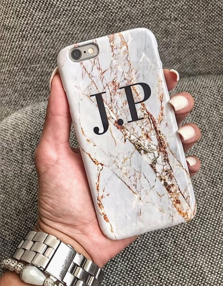 Personalised Cracked Marble Initials iPhone XS Max Case