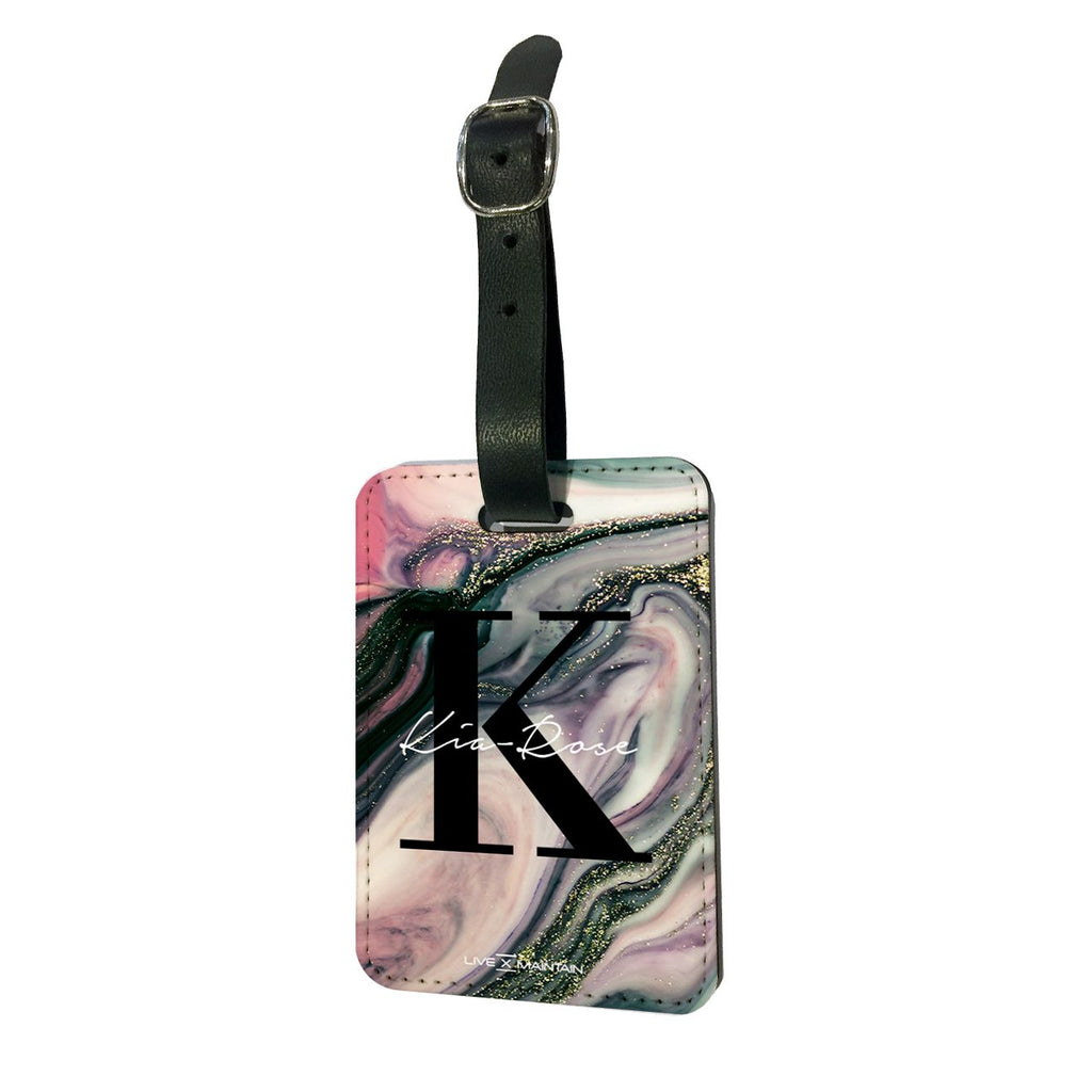 Personalised Swirl Marble Name Initial Luggage Tag