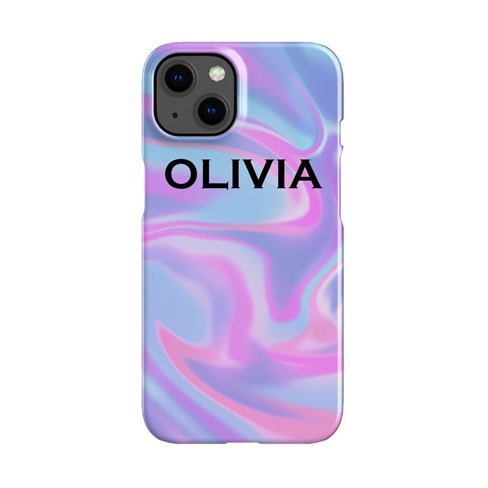 Personalised Luxe Blue Name iPhone 14 Plus Case